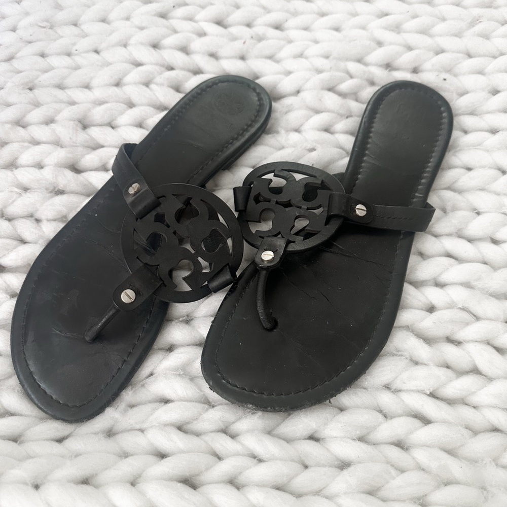 Tory Burch matte Miller  Black Sandals size 10 1/2